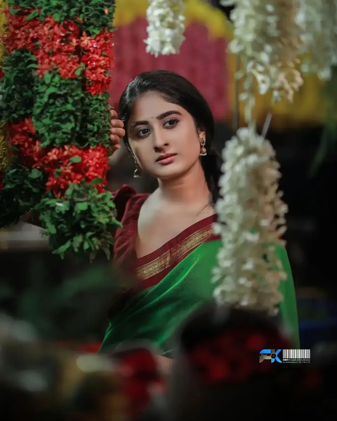 INDIAN TV ACTRESS KRISHNA PRIYA NAIR IMAGES IN GREEN SAREE 4